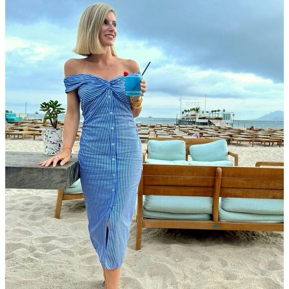 RARE!!! MANGO Off-the-Shoulder Midi Dress NWT - Picture 3 of 16